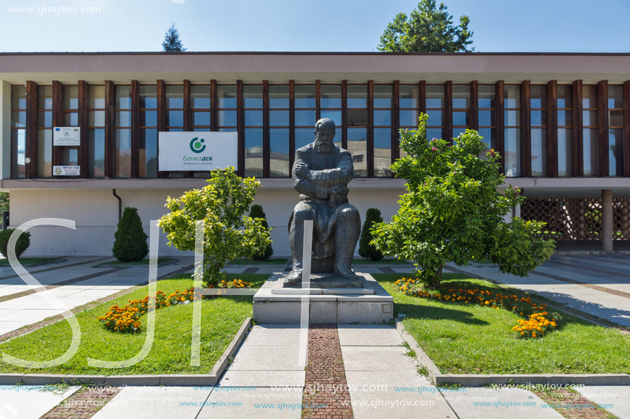 TRYAVNA, BULGARIA - JULY 6, 2018: Petko Slaveykov Monument of historical town of Tryavna, Gabrovo region, Bulgaria