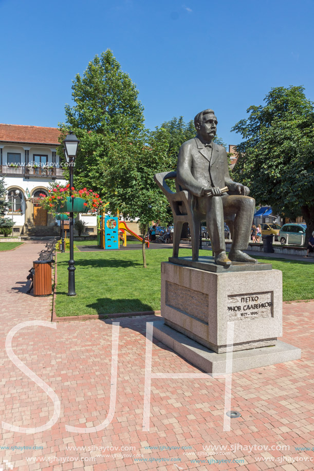 TRYAVNA, BULGARIA - JULY 6, 2018: Petko Slaveykov Monument of historical town of Tryavna, Gabrovo region, Bulgaria