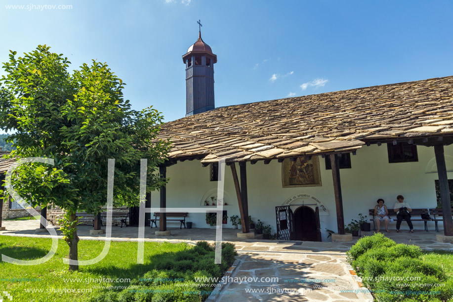 TRYAVNA, BULGARIA - JULY 6, 2018:  Medieval Church of St. Archangel Michael in historical town of Tryavna, Gabrovo region, Bulgaria