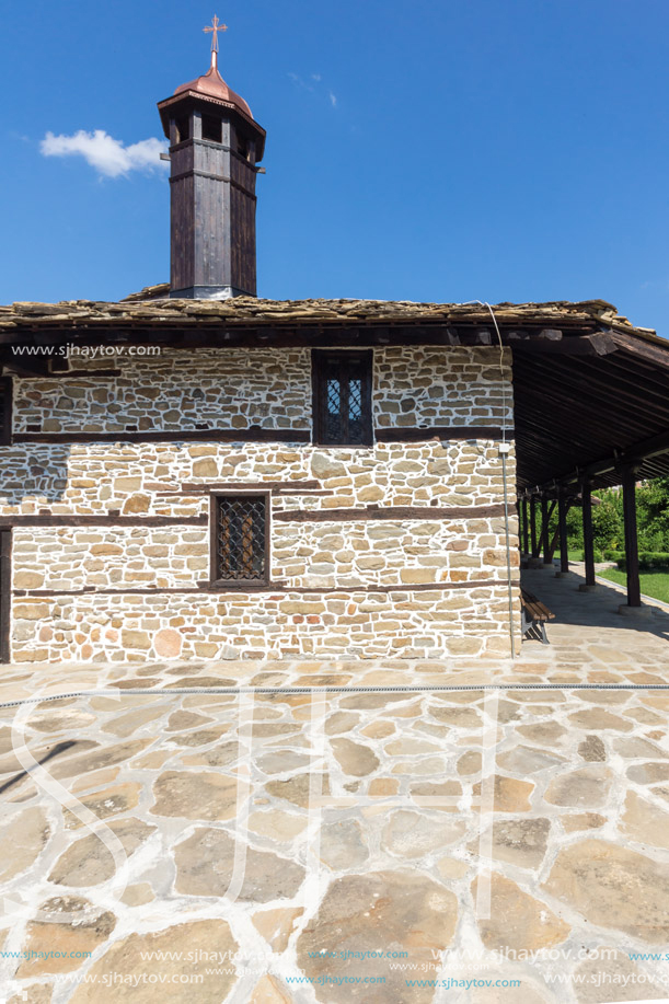 TRYAVNA, BULGARIA - JULY 6, 2018:  Medieval Church of St. Archangel Michael in historical town of Tryavna, Gabrovo region, Bulgaria