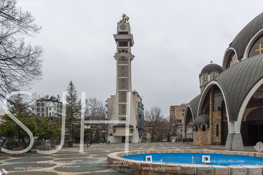 SKOPJE, REPUBLIC OF MACEDONIA - FEBRUARY 24, 2018:  Saint Clement of Ohrid Church in city of Skopje, Republic of Macedonia