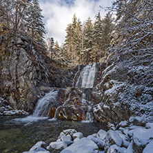 Winter Landscape of Popina Laka waterfall near town of Sandanski, Pirin Mountain, Bulgaria