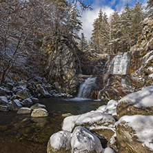 Winter Landscape of Popina Laka waterfall near town of Sandanski, Pirin Mountain, Bulgaria