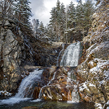 Winter Landscape of Popina Laka waterfall near town of Sandanski, Pirin Mountain, Bulgaria