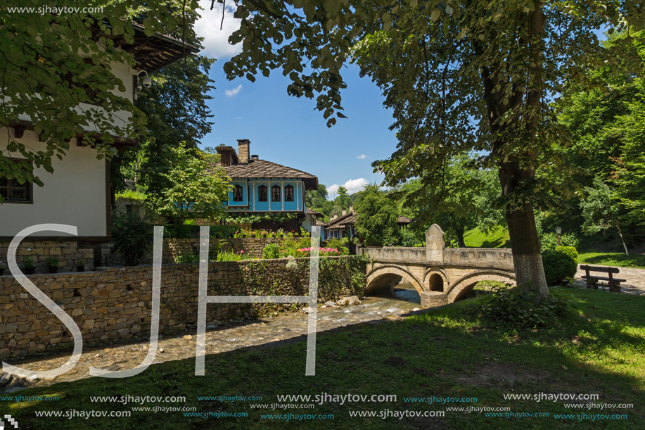 ETAR, GABROVO, BULGARIA- JULY 6, 2018: Old house in Architectural Ethnographic Complex Etar (Etara) near town of Gabrovo, Bulgaria