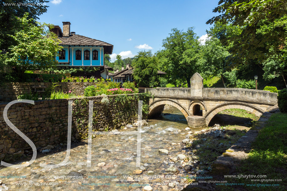 ETAR, GABROVO, BULGARIA- JULY 6, 2018: Old house in Architectural Ethnographic Complex Etar (Etara) near town of Gabrovo, Bulgaria