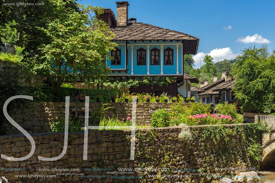 ETAR, GABROVO, BULGARIA- JULY 6, 2018: Old house in Architectural Ethnographic Complex Etar (Etara) near town of Gabrovo, Bulgaria