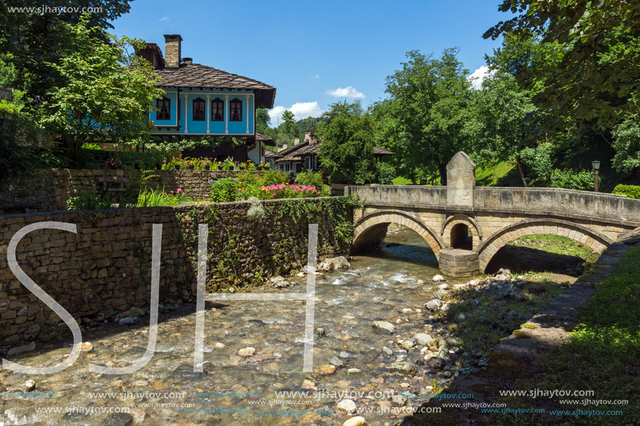 ETAR, GABROVO, BULGARIA- JULY 6, 2018: Old house in Architectural Ethnographic Complex Etar (Etara) near town of Gabrovo, Bulgaria