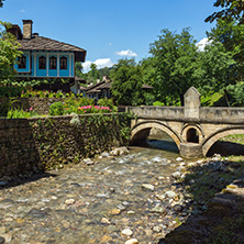 ETAR, GABROVO, BULGARIA- JULY 6, 2018: Old house in Architectural Ethnographic Complex Etar (Etara) near town of Gabrovo, Bulgaria