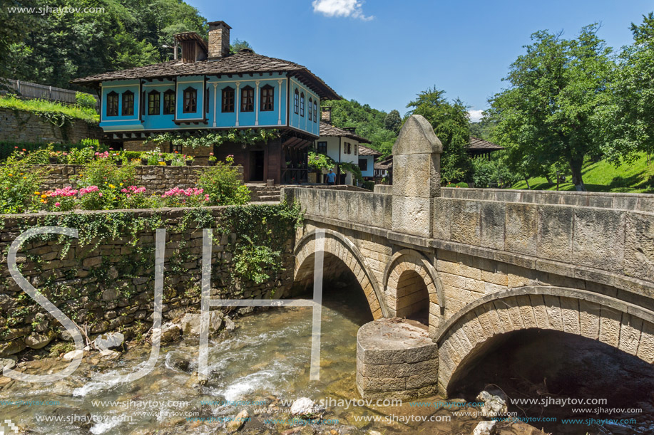 ETAR, GABROVO, BULGARIA- JULY 6, 2018: Old house in Architectural Ethnographic Complex Etar (Etara) near town of Gabrovo, Bulgaria