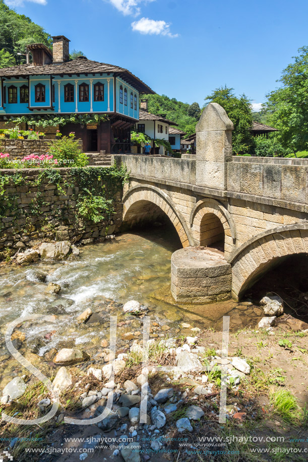 ETAR, GABROVO, BULGARIA- JULY 6, 2018: Old house in Architectural Ethnographic Complex Etar (Etara) near town of Gabrovo, Bulgaria