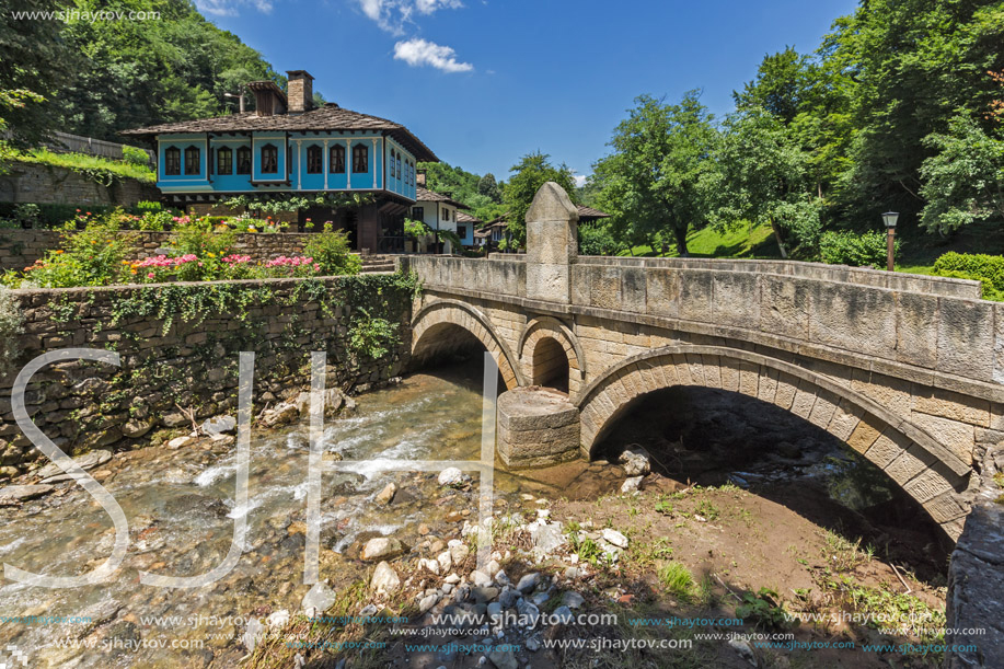 ETAR, GABROVO, BULGARIA- JULY 6, 2018: Old house in Architectural Ethnographic Complex Etar (Etara) near town of Gabrovo, Bulgaria