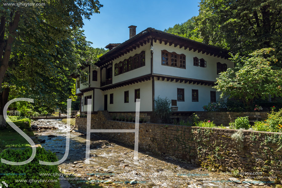 ETAR, GABROVO, BULGARIA- JULY 6, 2018: Old house in Architectural Ethnographic Complex Etar (Etara) near town of Gabrovo, Bulgaria