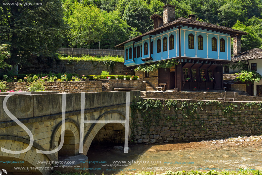 ETAR, GABROVO, BULGARIA- JULY 6, 2018: Old house in Architectural Ethnographic Complex Etar (Etara) near town of Gabrovo, Bulgaria