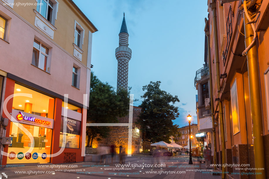 PLOVDIV, BULGARIA - AUGUST 22,  2017: Amazing night photo of Dzhumaya Mosque in city of Plovdiv, Bulgaria