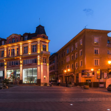 PLOVDIV, BULGARIA - AUGUST 22,  2017: Night photo of Knyaz Alexander I street in city of Plovdiv, Bulgaria