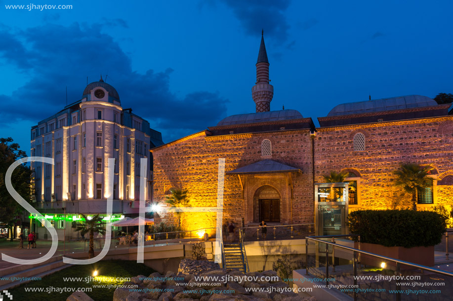 PLOVDIV, BULGARIA - AUGUST 22,  2017: Amazing night photo of Dzhumaya Mosque in city of Plovdiv, Bulgaria