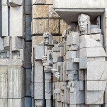 SHUMEN, BULGARIA - APRIL 10, 2017:   Sunset view of Founders of the Bulgarian State Monument near Town of Shumen, Bulgaria