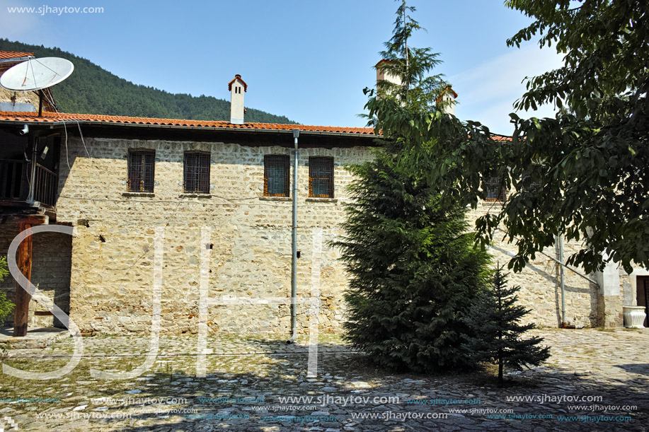 BACHKOVO MONASTERY, BULGARIA - AUGUST 30, 2015:  Buildings in Medieval Bachkovo Monastery, Bulgaria