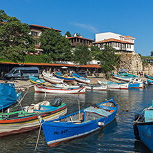 NESSEBAR, BULGARIA - AUGUST 12, 2018: Panorama of Port and old town of Nessebar, Burgas Region, Bulgaria