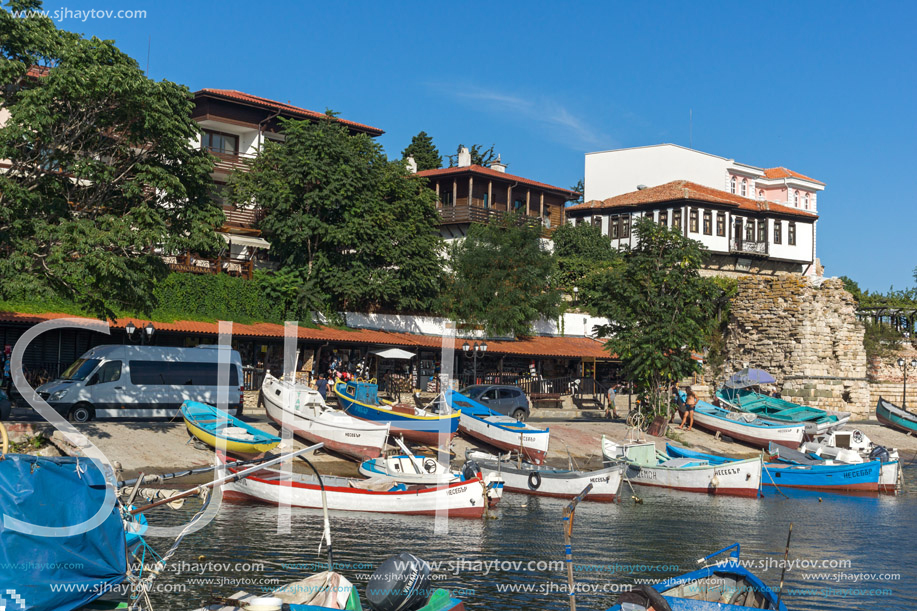 NESSEBAR, BULGARIA - AUGUST 12, 2018: Panorama of Port and old town of Nessebar, Burgas Region, Bulgaria