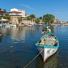 NESSEBAR, BULGARIA - AUGUST 12, 2018: Panorama of Port and old town of Nessebar, Burgas Region, Bulgaria