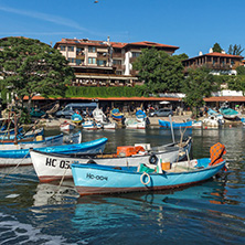 NESSEBAR, BULGARIA - AUGUST 12, 2018: Panorama of Port and old town of Nessebar, Burgas Region, Bulgaria