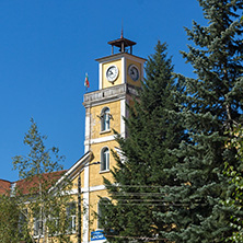 CHEPELARE, BULGARIA - AUGUST 14, 2018: Summer view of Center of the famous Bulgarian ski resort Chepelare, Smolyan Region, Bulgaria