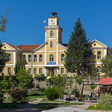 CHEPELARE, BULGARIA - AUGUST 14, 2018: Summer view of Center of the famous Bulgarian ski resort Chepelare, Smolyan Region, Bulgaria