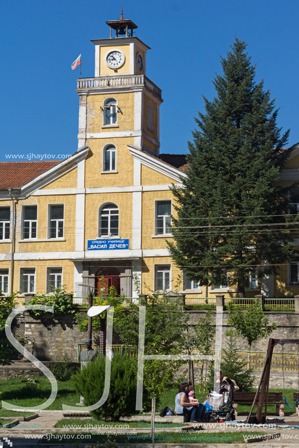 CHEPELARE, BULGARIA - AUGUST 14, 2018: Summer view of Center of the famous Bulgarian ski resort Chepelare, Smolyan Region, Bulgaria