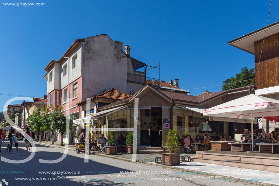 CHEPELARE, BULGARIA - AUGUST 14, 2018: Summer view of Center of the famous Bulgarian ski resort Chepelare, Smolyan Region, Bulgaria