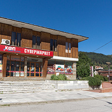 CHEPELARE, BULGARIA - AUGUST 14, 2018: Summer view of Center of the famous Bulgarian ski resort Chepelare, Smolyan Region, Bulgaria
