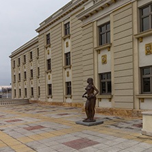 SKOPJE, REPUBLIC OF MACEDONIA - FEBRUARY 24, 2018:  Building of Macedonian National Theater in city of  Skopje, Republic of Macedonia