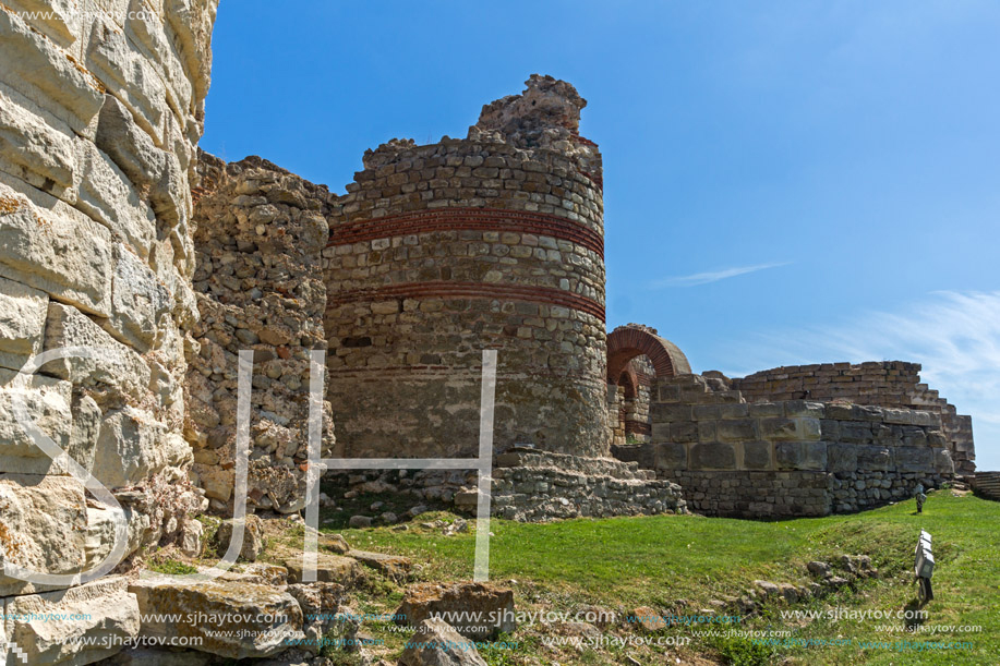 Ancient ruins of Fortifications at the entrance of old town of Nessebar, Burgas Region, Bulgaria