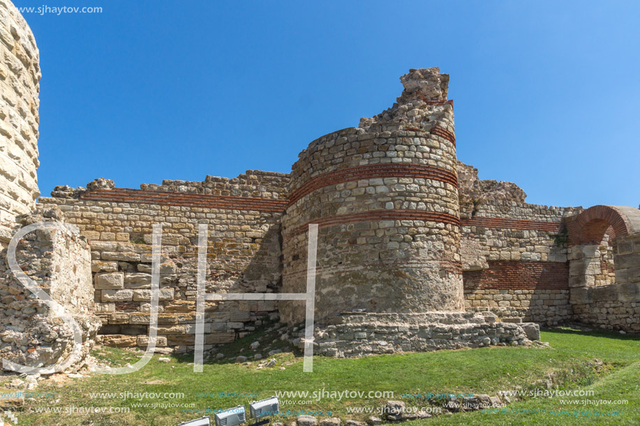 Ancient ruins of Fortifications at the entrance of old town of Nessebar, Burgas Region, Bulgaria