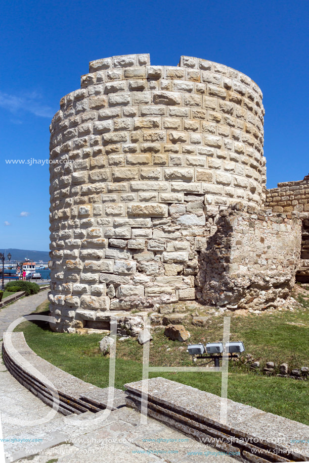 Ancient ruins of Fortifications at the entrance of old town of Nessebar, Burgas Region, Bulgaria