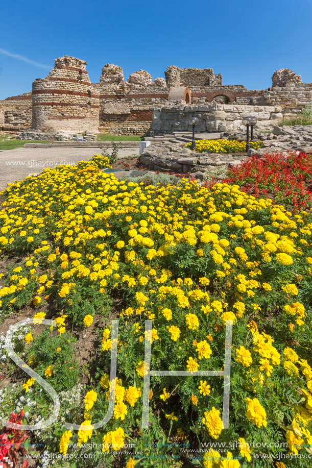 Ancient ruins of Fortifications at the entrance of old town of Nessebar, Burgas Region, Bulgaria