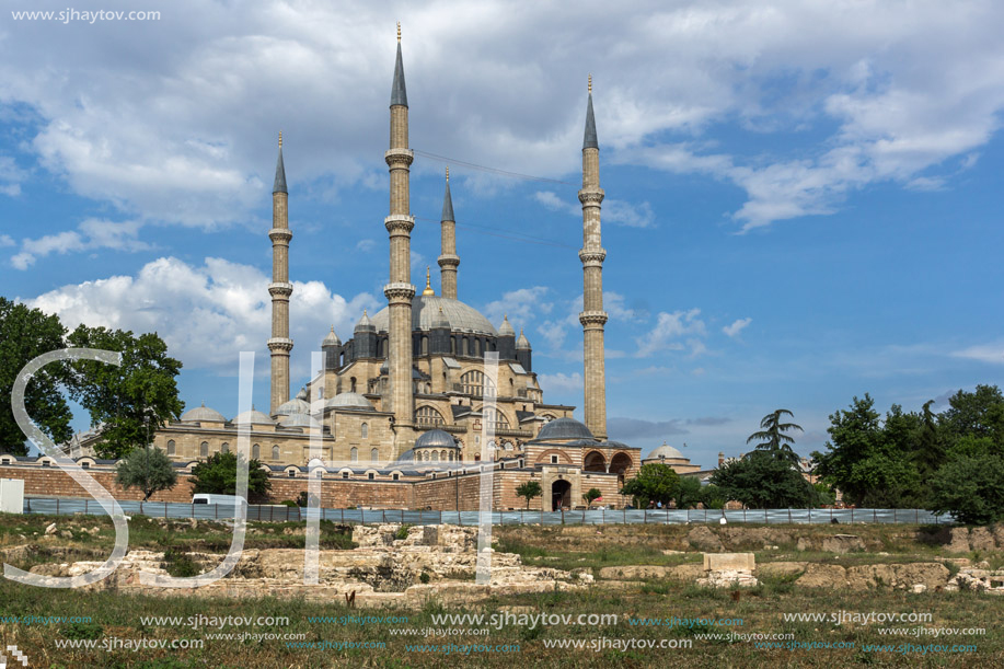 EDIRNE, TURKEY - MAY 26, 2018: Built by architect Mimar Sinan between 1569 and 1575 Selimiye Mosque in city of Edirne,  East Thrace, Turkey