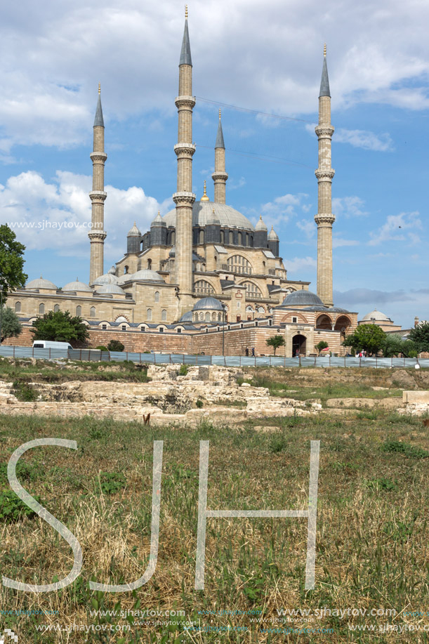 EDIRNE, TURKEY - MAY 26, 2018: Built by architect Mimar Sinan between 1569 and 1575 Selimiye Mosque in city of Edirne,  East Thrace, Turkey