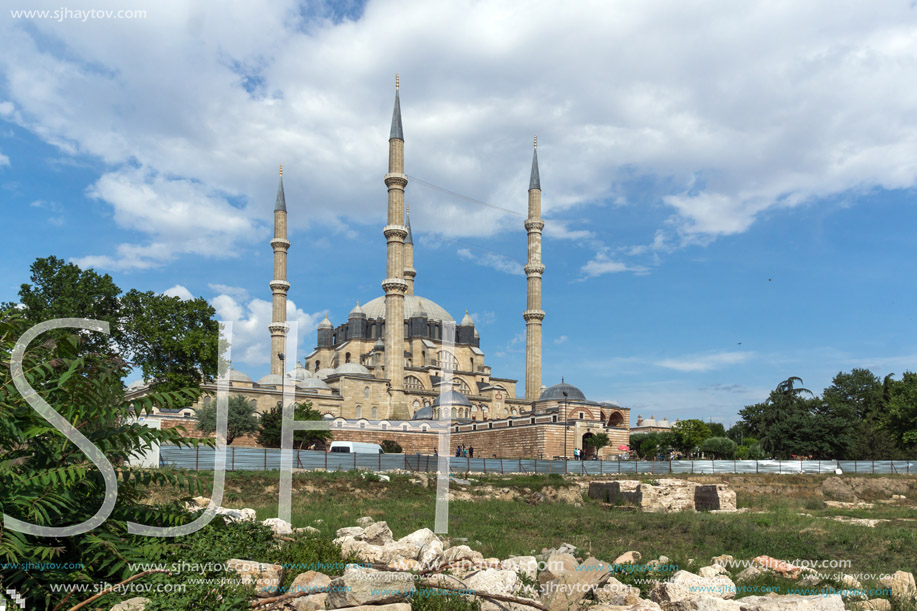 EDIRNE, TURKEY - MAY 26, 2018: Built by architect Mimar Sinan between 1569 and 1575 Selimiye Mosque in city of Edirne,  East Thrace, Turkey