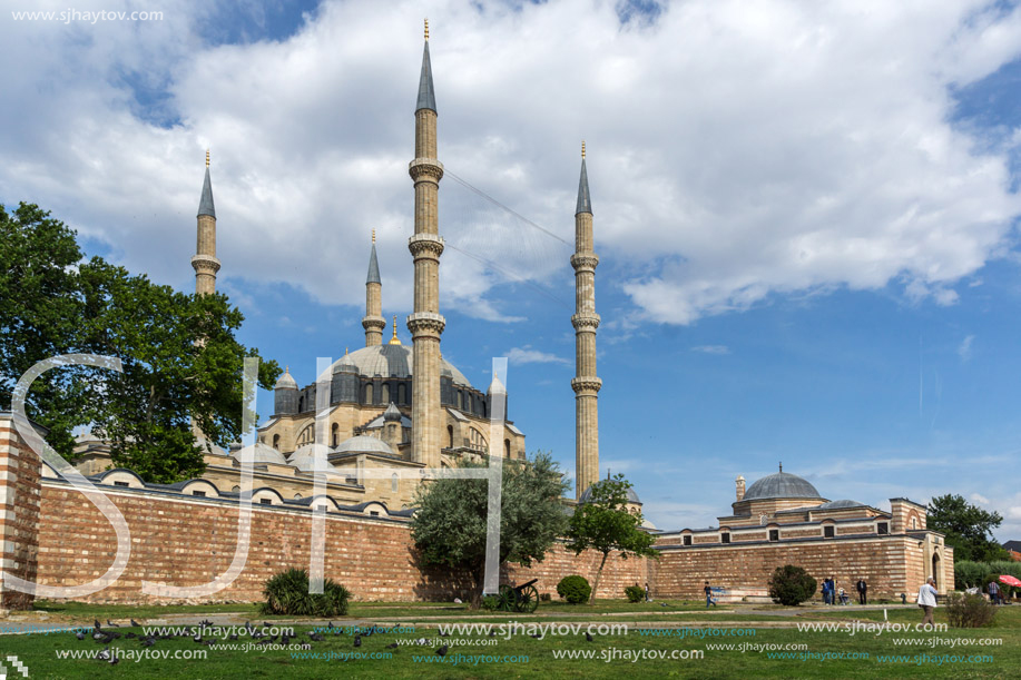 EDIRNE, TURKEY - MAY 26, 2018: Built by architect Mimar Sinan between 1569 and 1575 Selimiye Mosque in city of Edirne,  East Thrace, Turkey