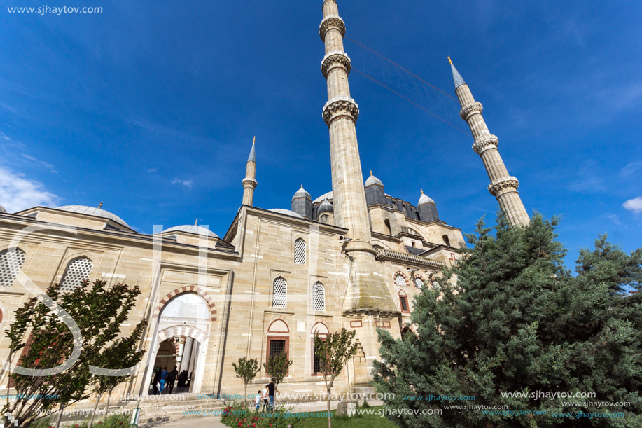 EDIRNE, TURKEY - MAY 26, 2018: Built by architect Mimar Sinan between 1569 and 1575 Selimiye Mosque in city of Edirne,  East Thrace, Turkey