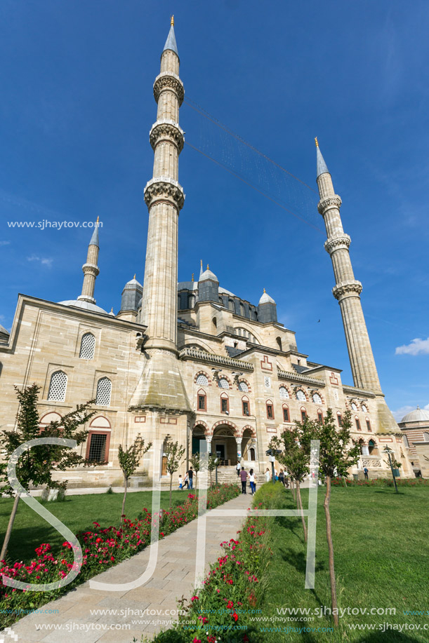 EDIRNE, TURKEY - MAY 26, 2018: Built by architect Mimar Sinan between 1569 and 1575 Selimiye Mosque in city of Edirne,  East Thrace, Turkey