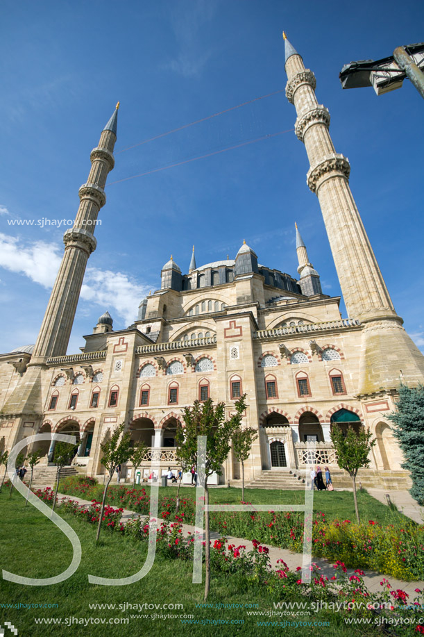 EDIRNE, TURKEY - MAY 26, 2018: Built by architect Mimar Sinan between 1569 and 1575 Selimiye Mosque in city of Edirne,  East Thrace, Turkey