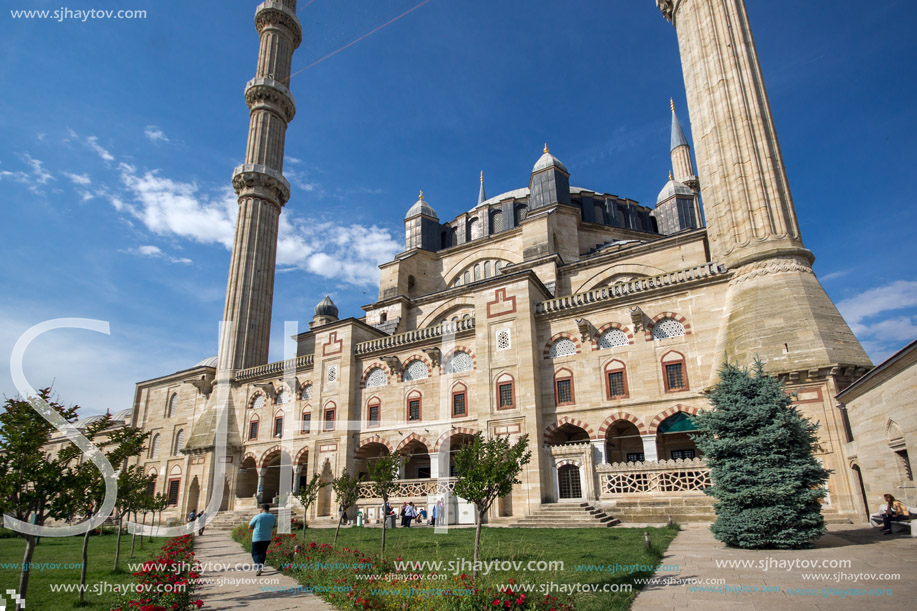 EDIRNE, TURKEY - MAY 26, 2018: Built by architect Mimar Sinan between 1569 and 1575 Selimiye Mosque in city of Edirne,  East Thrace, Turkey