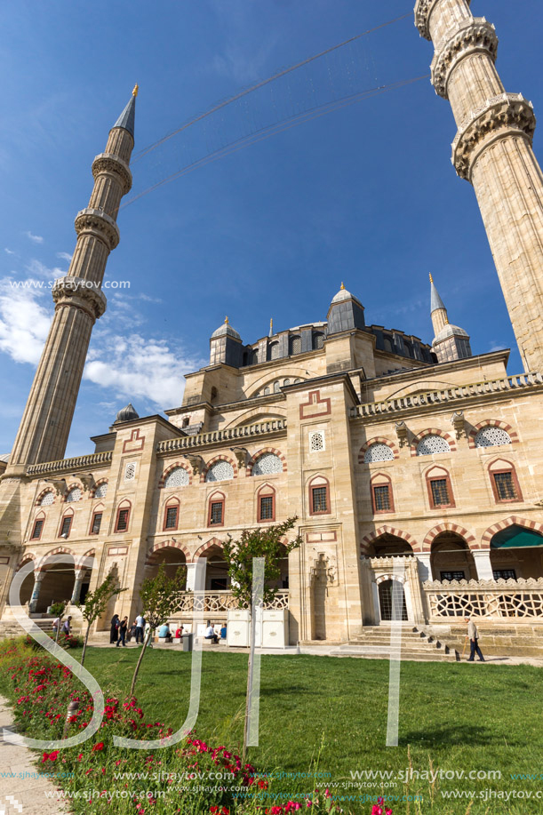 EDIRNE, TURKEY - MAY 26, 2018: Built by architect Mimar Sinan between 1569 and 1575 Selimiye Mosque in city of Edirne,  East Thrace, Turkey