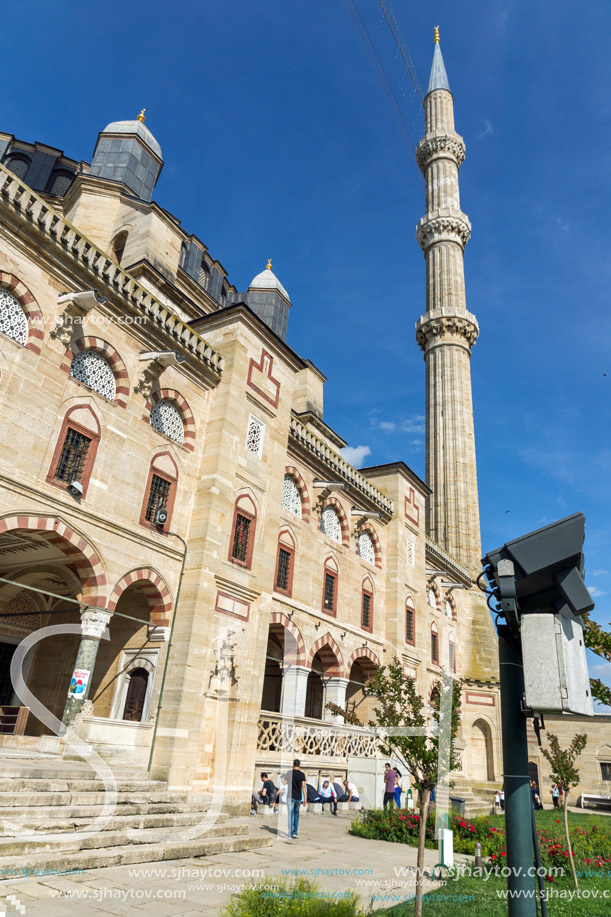 EDIRNE, TURKEY - MAY 26, 2018: Built by architect Mimar Sinan between 1569 and 1575 Selimiye Mosque in city of Edirne,  East Thrace, Turkey