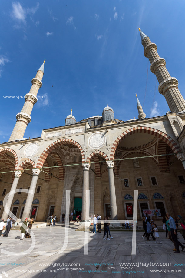 EDIRNE, TURKEY - MAY 26, 2018: Built by architect Mimar Sinan between 1569 and 1575 Selimiye Mosque in city of Edirne,  East Thrace, Turkey