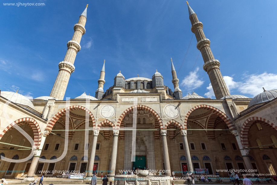 EDIRNE, TURKEY - MAY 26, 2018: Built by architect Mimar Sinan between 1569 and 1575 Selimiye Mosque in city of Edirne,  East Thrace, Turkey