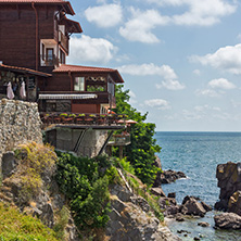 SOZOPOL, BULGARIA - JULY 16. 2016: Amazing Panorama with ancient fortifications and old houses at old town of Sozopol, Burgas Region, Bulgaria